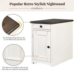 1-Drawer Antique Gray Classic Vintage Nightstand with USB Ports and cup holders by SUNRINX 22 1-Drawer Antique Gray Classic Vintage Nightstand with USB Ports and cup holders by SUNRINX -Furniture Store antique gray sunrinx nightstands mg6 64bd 44 1000