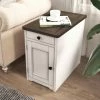 1-Drawer Antique Gray Classic Vintage Nightstand with USB Ports and cup holders by SUNRINX