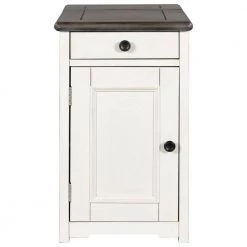 1-Drawer Antique Gray Classic Vintage Nightstand with USB Ports and cup holders by SUNRINX 19 1-Drawer Antique Gray Classic Vintage Nightstand with USB Ports and cup holders by SUNRINX -Furniture Store antique gray sunrinx nightstands mg6 64bd c3 1000