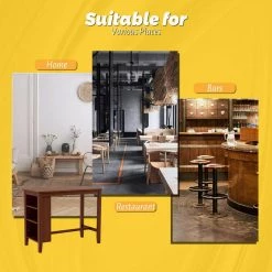 36.5 in. Antique Walnut 3-Tier Counter Height Bar Table with Wood Frame Rectangle Back Type by SUNRINX -Furniture Store antique walnut sunrinx bar tables mg6 26bd 66 1000