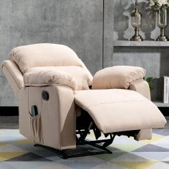 Beige Home Overstuffed Pillow and Armrest Recliner Chair Sofa with 6-Point Remote Control Massage by Edendirect -Furniture Store beige edendirect recliners zgz0ra211224002 4f 1000