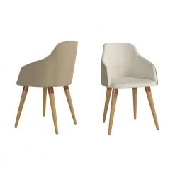 Stamford Beige Double-Sided Fabric Leather Accent Chair (Set of 2) by Luxor