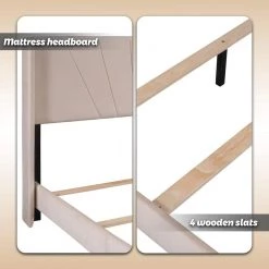 Beige Bed Frame Queen Velvet Platform Bed, Box Spring Needed by SUNRINX 14 Beige Bed Frame Queen Velvet Platform Bed, Box Spring Needed by SUNRINX -Furniture Store beige sunrinx platform beds mg4 35we 44 1000