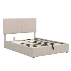 Beige Frame Full Platform Bed Upholstered with a Hydraulic Storage System by SUNRINX 17 Beige Frame Full Platform Bed Upholstered with a Hydraulic Storage System by SUNRINX -Furniture Store beige sunrinx platform beds mg4 53we 31 1000