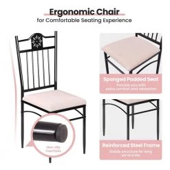 5 Pcs Dining Set Wood Metal Table and 4 Chairs with Cushions-Beige by SUNRINX 16 5 Pcs Dining Set Wood Metal Table and 4 Chairs with Cushions-Beige by SUNRINX -Furniture Store black beige sunrinx dining room sets mg5693we 44 1000