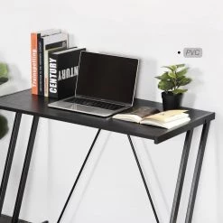 35.4 in. Rectangle Computer Desk Laptop Writing Study Workstation Z-Shaped Metal Frame-Black by Edendirect -Furniture Store black edendirect computer desks gp00ra210929003 fa 1000