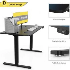 48 in. Rectangular Black Gaming Computer Desk with Adjustable Height by Edendirect -Furniture Store black edendirect computer desks qykjra210817006 4f 1000