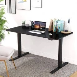 48 in. Rectangular Black Gaming Computer Desk with Adjustable Height by Edendirect -Furniture Store black edendirect computer desks qykjra210817006 c3 1000