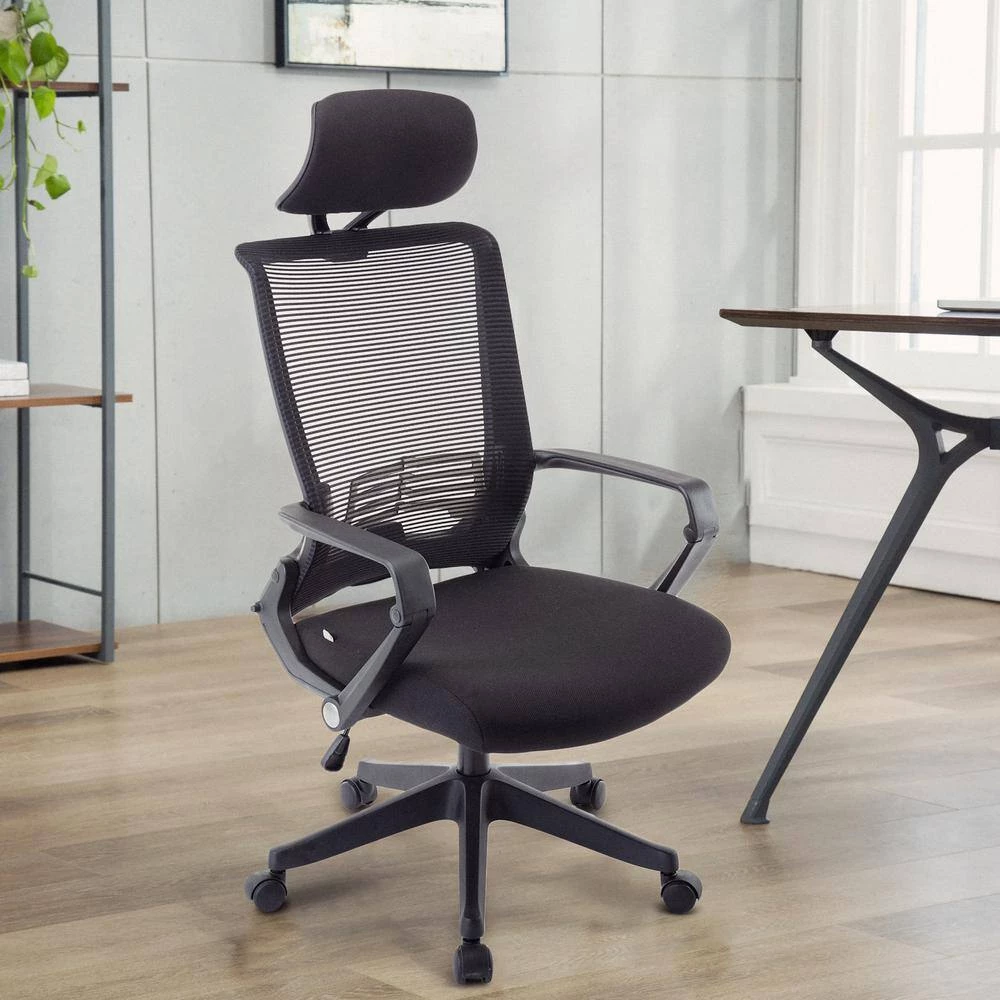 19.49 in. Black Seat W Mesh Office Chair, High Back Chair - Adjustable Headrest with Arms, Lumbar Support by Edendirect 9 19.49 in. Black Seat W Mesh Office Chair, High Back Chair - Adjustable Headrest with Arms, Lumbar Support by Edendirect - Image 9