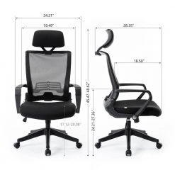 19.49 in. Black Seat W Mesh Office Chair, High Back Chair - Adjustable Headrest with Arms, Lumbar Support by Edendirect 11 19.49 in. Black Seat W Mesh Office Chair, High Back Chair - Adjustable Headrest with Arms, Lumbar Support by Edendirect -Furniture Store black edendirect gaming chairs zgzzra210823007 c3 1000