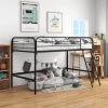 Black Full Metal Loft Bed with Ladder Space-Saving Design by Edendirect