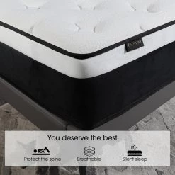 12 in. Medium High Density Foam Euro Top Pocket Spring Mattress, Pressure Relieving Full Size by Edendirect 11 12 in. Medium High Density Foam Euro Top Pocket Spring Mattress, Pressure Relieving Full Size by Edendirect -Furniture Store black edendirect mattresses fstyra220611002 44 1000