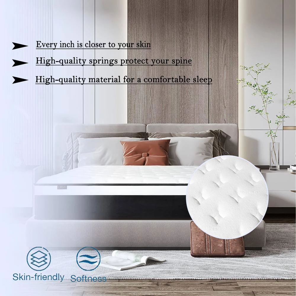 12 in. Medium High Density Foam Euro Top Pocket Spring Mattress, Pressure Relieving Full Size by Edendirect 6 12 in. Medium High Density Foam Euro Top Pocket Spring Mattress, Pressure Relieving Full Size by Edendirect - Image 6