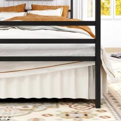 83.07 in. Iron Bed Frame by Edendirect -Furniture Store black edendirect platform beds yd00ra210813003 4f 1000