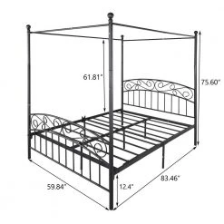 83.46 in. Black Modern Queen-Size Iron Bed Frame by Edendirect -Furniture Store black edendirect platform beds yd00ra210813005 c3 1000