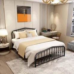 Black Metal Bed Frame Full Size with Headboard and Footboard Single Platform Mattress Base by Edendirect 9 Black Metal Bed Frame Full Size with Headboard and Footboard Single Platform Mattress Base by Edendirect -Furniture Store black edendirect platform beds yd00ra210820007 4f 1000