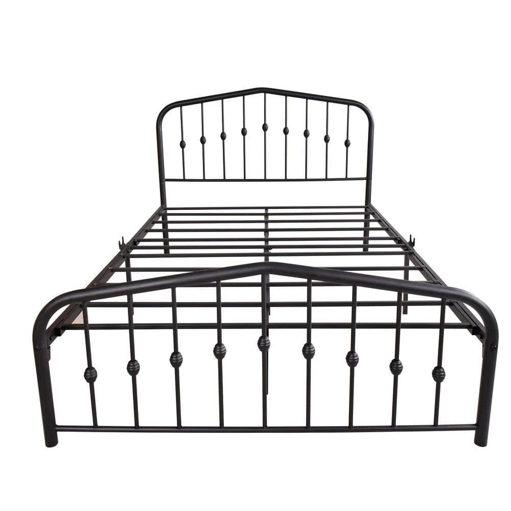 Black Metal Bed Frame Full Size with Headboard and Footboard Single Platform Mattress Base by Edendirect 1 Black Metal Bed Frame Full Size with Headboard and Footboard Single Platform Mattress Base by Edendirect