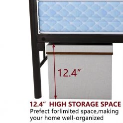 Black Full-Size Bed Frame with Headboard and Footboard Heavy Duty Metal Platform Base by Edendirect -Furniture Store black edendirect platform beds yd00ra210820009 4f 1000