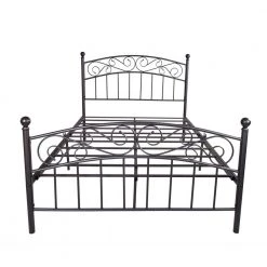 Black Full-Size Bed Frame with Headboard and Footboard Heavy Duty Metal Platform Base by Edendirect