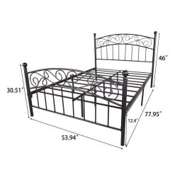 Black Full-Size Bed Frame with Headboard and Footboard Heavy Duty Metal Platform Base by Edendirect -Furniture Store black edendirect platform beds yd00ra210820009 c3 1000