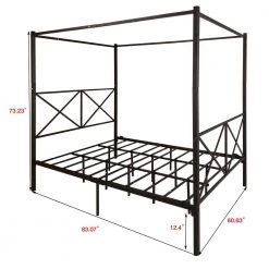 Black Iron Bed Frame Queen Size with Vintage Headboard and Footboard by Edendirect -Furniture Store black edendirect platform beds yd00ra210821003 4f 1000