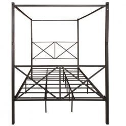 Black Iron Bed Frame Queen Size with Vintage Headboard and Footboard by Edendirect