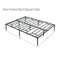 Black Queen Size Bed Frame Metal Heavy Duty Iron Beds Frames by Edendirect -Furniture Store black edendirect platform beds zgzzra211108006 c3 1000