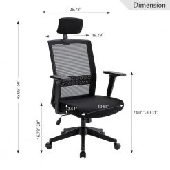 Ergonomics Office Black Chair Mesh Computer Desk Chair, Adjustable Headrests Chair Backrest and Armrest's Mesh Chair by Edendirect 11 Ergonomics Office Black Chair Mesh Computer Desk Chair, Adjustable Headrests Chair Backrest and Armrest's Mesh Chair by Edendirect -Furniture Store black edendirect task chairs zgzzra210830001 1f 1000
