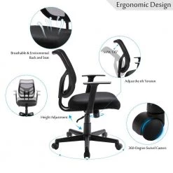 24.4 in. Width Black Ergonomic Office Task Chair Mesh Computer Chair by Edendirect -Furniture Store black edendirect task chairs zgzzra210830003 c3 1000