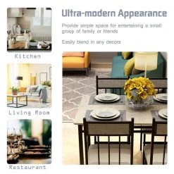 5 Piece Faux Marble Dining Set by SUNRINX -Furniture Store black grey sunrinx dining room sets mg5697we 1f 1000