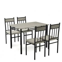 5 Piece Faux Marble Dining Set by SUNRINX -Furniture Store black grey sunrinx dining room sets mg5697we 44 1000