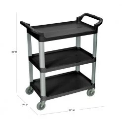 33 in. x 16 in. 3-Shelf Serving Cart in Black Shelves with Silver Legs by Luxor 5 33 in. x 16 in. 3-Shelf Serving Cart in Black Shelves with Silver Legs by Luxor -Furniture Store black luxor bar carts sc12 b 40 1000