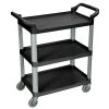 33 in. x 16 in. 3-Shelf Serving Cart in Black Shelves with Silver Legs by Luxor