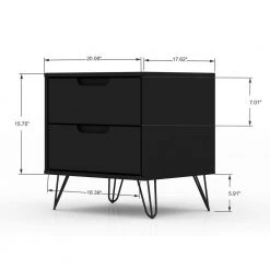 Intrepid 2.0 Black Mid-Century Modern 2-Drawer Nightstand by Luxor -Furniture Store black luxor nightstands 102hd2 40 1000