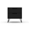 Intrepid 2.0 Black Mid-Century Modern 2-Drawer Nightstand by Luxor