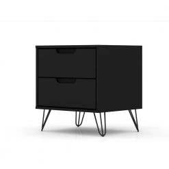 Intrepid 2.0 Black Mid-Century Modern 2-Drawer Nightstand by Luxor -Furniture Store black luxor nightstands 102hd2 76 1000