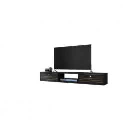 Liberty 63 in. Black Particle Board Floating Entertainment Center Fits TVs Up to 60 in. with Storage Doors by Luxor