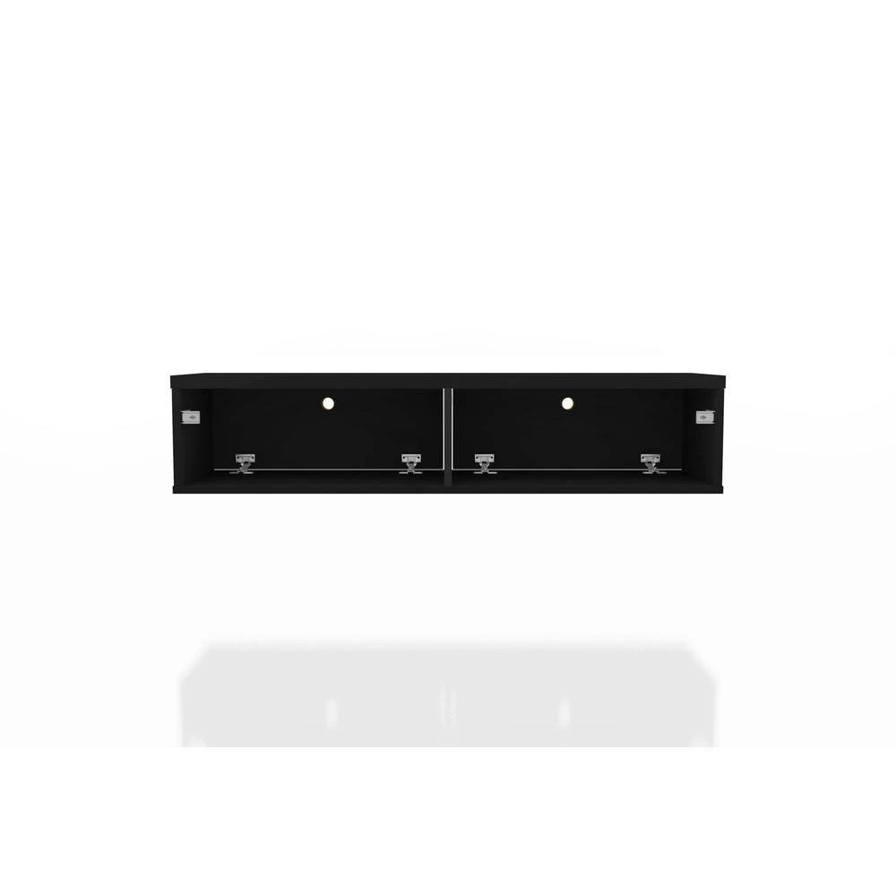 Liberty 42 in. Black Particle Board Floating Entertainment Center Fits TVs Up to 40 in. with Storage Doors by Luxor 4 Liberty 42 in. Black Particle Board Floating Entertainment Center Fits TVs Up to 40 in. with Storage Doors by Luxor - Image 4