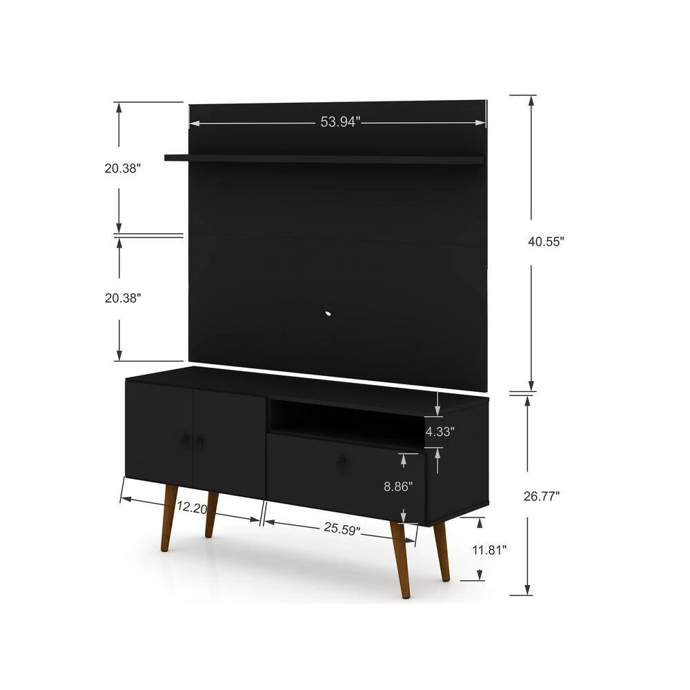 Montauk 54 in. Black Composite Entertainment Center Fits TVs Up to 50 in. with Wall Panel by Luxor 7 Montauk 54 in. Black Composite Entertainment Center Fits TVs Up to 50 in. with Wall Panel by Luxor - Image 7
