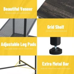 35.5 in. Black Dining Bar Pub Table with Metal Frame and Storage Shelves by SUNRINX -Furniture Store black sunrinx bar tables mg6 27bd 1f 1000