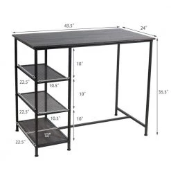 35.5 in. Black Dining Bar Pub Table with Metal Frame and Storage Shelves by SUNRINX -Furniture Store black sunrinx bar tables mg6 27bd 44 1000