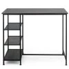 35.5 in. Black Dining Bar Pub Table with Metal Frame and Storage Shelves by SUNRINX