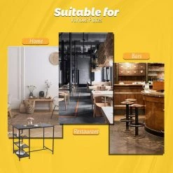 35.5 in. Black Dining Bar Pub Table with Metal Frame and Storage Shelves by SUNRINX -Furniture Store black sunrinx bar tables mg6 27bd 76 1000