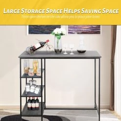 35.5 in. Black Dining Bar Pub Table with Metal Frame and Storage Shelves by SUNRINX -Furniture Store black sunrinx bar tables mg6 27bd fa 1000