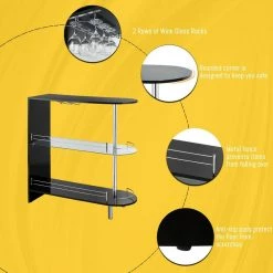 41 in. 2-Holder Bar Table withTempered Glass Shelf and Metal Frame-Black by SUNRINX 18 41 in. 2-Holder Bar Table withTempered Glass Shelf and Metal Frame-Black by SUNRINX -Furniture Store black sunrinx bar tables mg6 28bd 44 1000