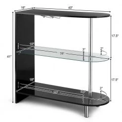 41 in. 2-Holder Bar Table withTempered Glass Shelf and Metal Frame-Black by SUNRINX 20 41 in. 2-Holder Bar Table withTempered Glass Shelf and Metal Frame-Black by SUNRINX -Furniture Store black sunrinx bar tables mg6 28bd 76 1000