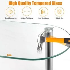 41.5 in. 3-Tier Black Bar Cabinets Table with Tempered Glass Top and Metal Frame by SUNRINX -Furniture Store black sunrinx bar tables mg6 29bd 4f 1000