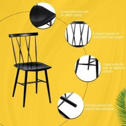 Set of 2-Armless Cross Back Kitchen Dining Side Chairs by SUNRINX -Furniture Store black sunrinx dining chairs mg6 15bd fa 1000