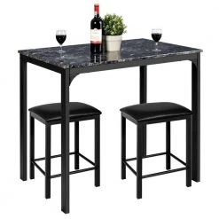3-Piece Black Counter Height Dining Set Faux Marble Table by SUNRINX 17 3-Piece Black Counter Height Dining Set Faux Marble Table by SUNRINX -Furniture Store black sunrinx dining room sets mg5674we c3 1000