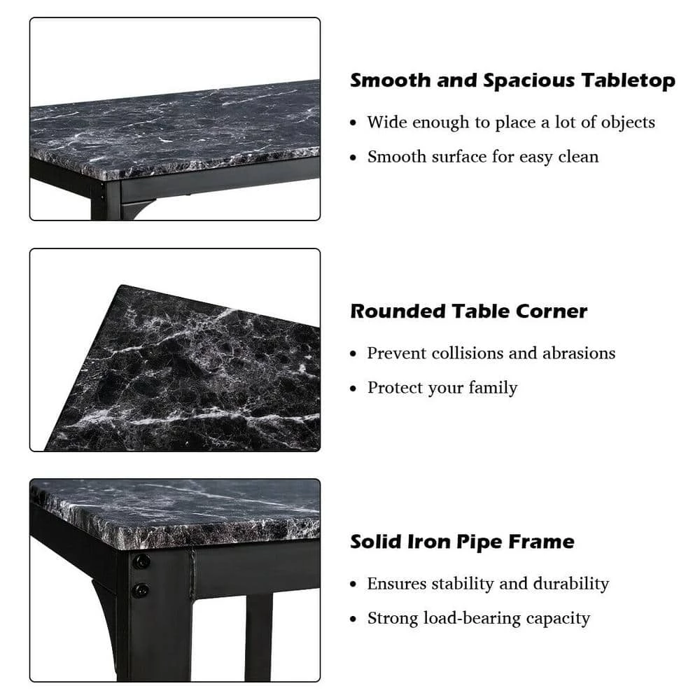 3-Piece Black Counter Height Dining Set Faux Marble Table by SUNRINX 10 3-Piece Black Counter Height Dining Set Faux Marble Table by SUNRINX - Image 10